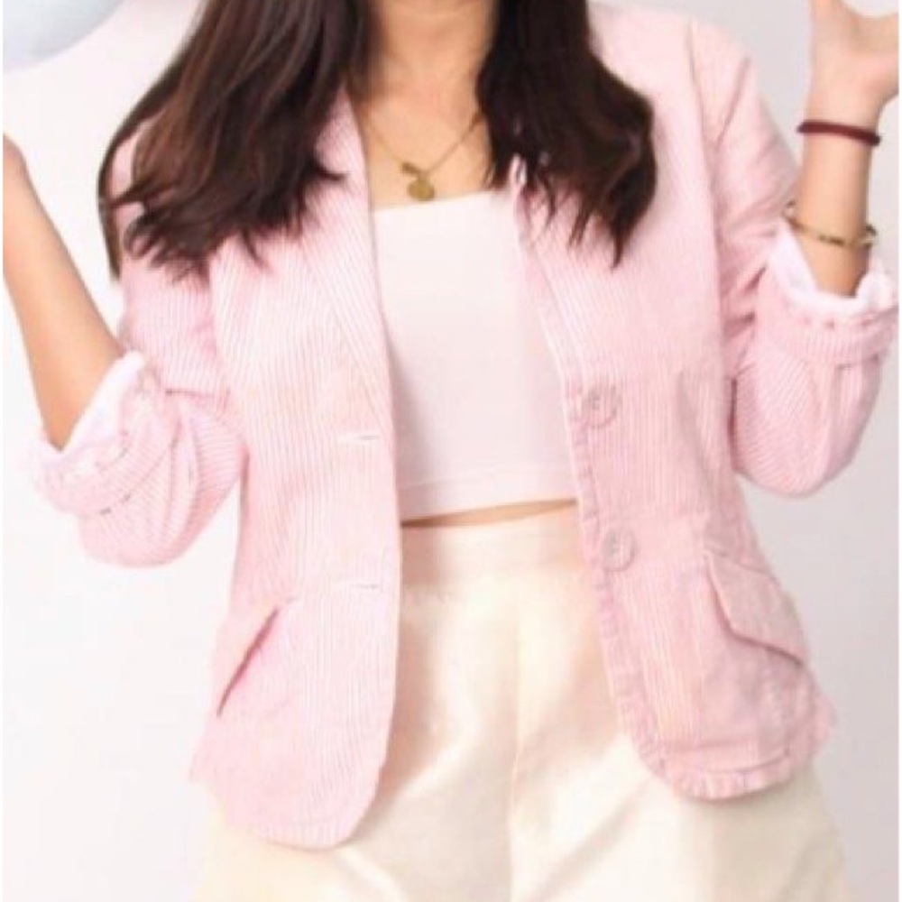 American Eagle Outfitters Pink Corded Blazer